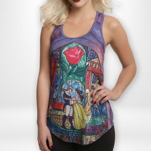 Disney's Beauty and the Beast Stained Glass Design Hot Topic T-back Tank Top M